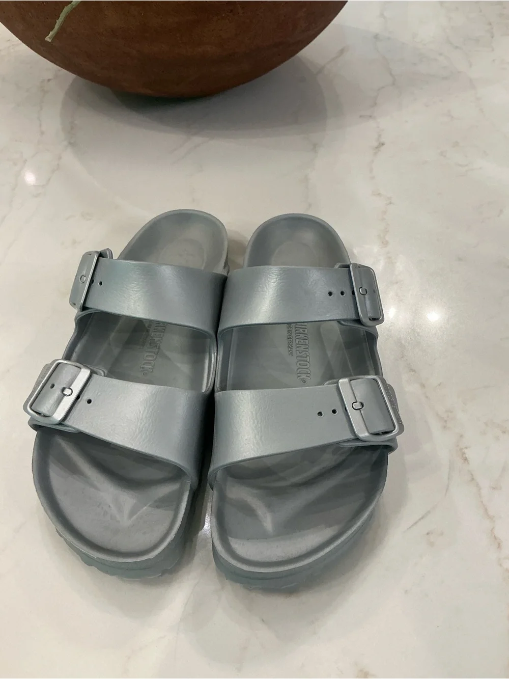 Birkenstock Arizona EVA Sandals Metallic Silver - Picture 1 of 5